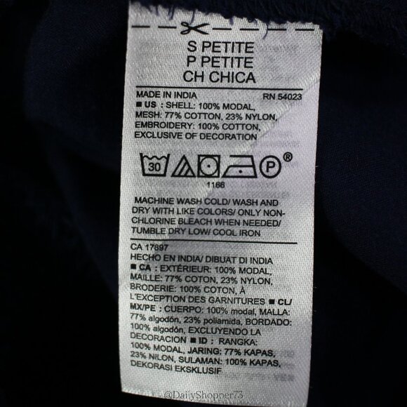 Old Navy Women's Petite Navy Blue Lace Keyhole Flowy Baby Doll Tank Top - Picture 6 of 6